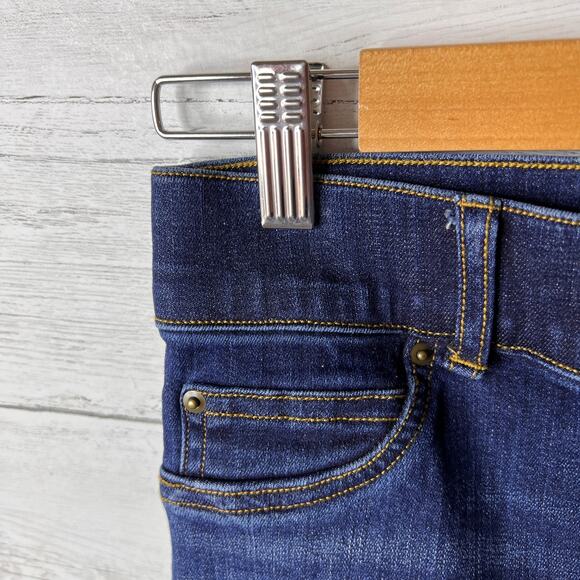 Spanx Jeans Womens Size Small Tall Blue Bootcut Flare Raw Hem Midnight Shade - Picture 12 of 16